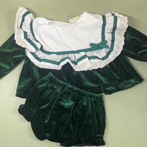 Little Bear smock velvet bloomer set